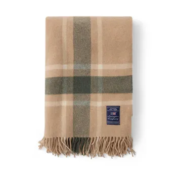 Frame checked recycled plaid 130x170 cm - Beige-grøn - Lexington