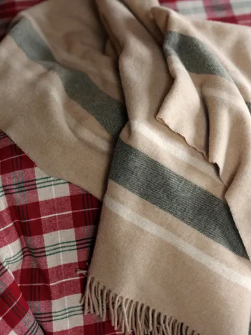 Frame checked recycled plaid 130x170 cm - Beige-grøn - Lexington