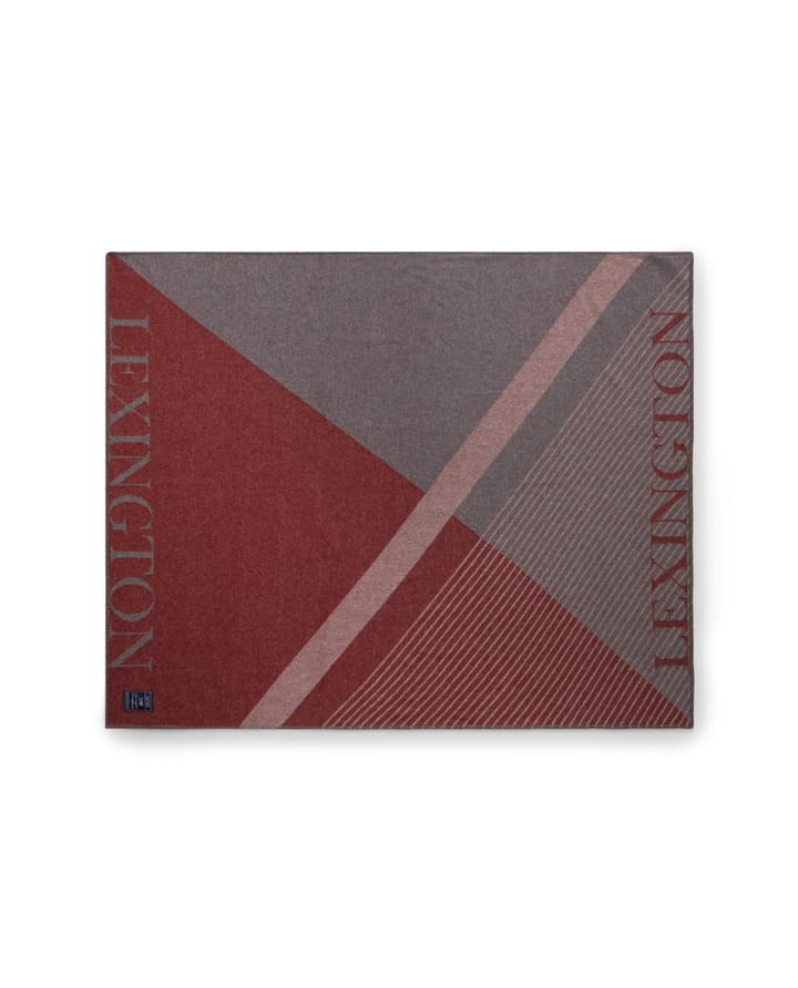 Grafisk Logo plaid Genanvendt uld 130x170 cm - Rød-grå - Lexington