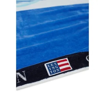 Graphic Cotton Velour badehåndklæde 100x180 cm - Blue/White - Lexington