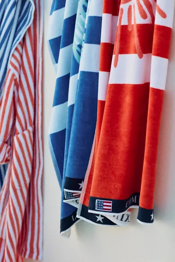 Graphic Cotton Velour badehåndklæde 100x180 cm - Blue/White - Lexington