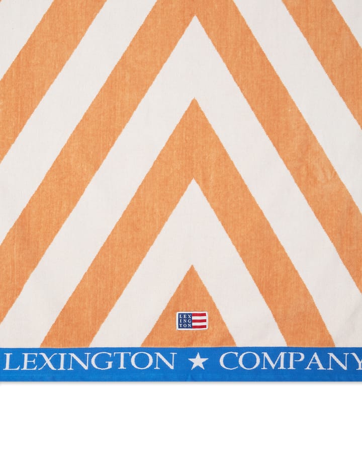 Graphic Cotton Velour strandhåndklæde 100x180 cm - Beige/Hvid/Blå - Lexington