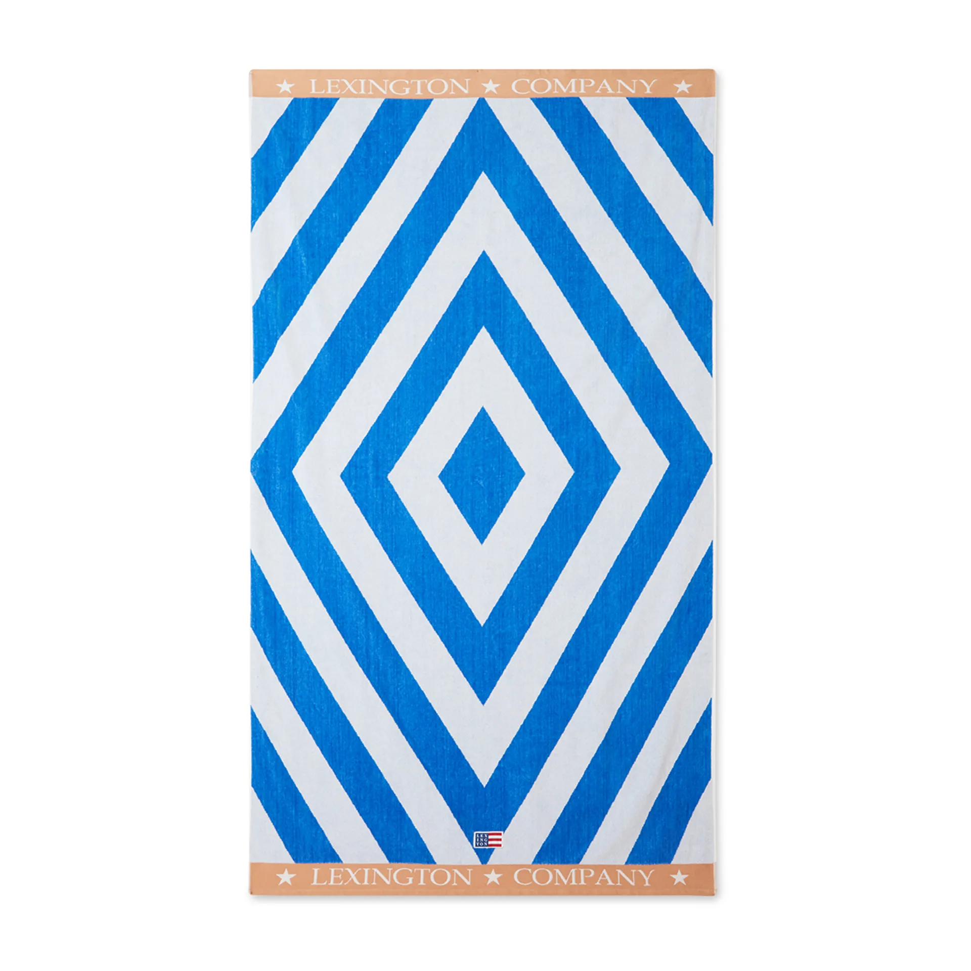 Graphic Cotton Velour strandhåndklæde 100x180 cm, Blå/Hvid/Beige Lexington