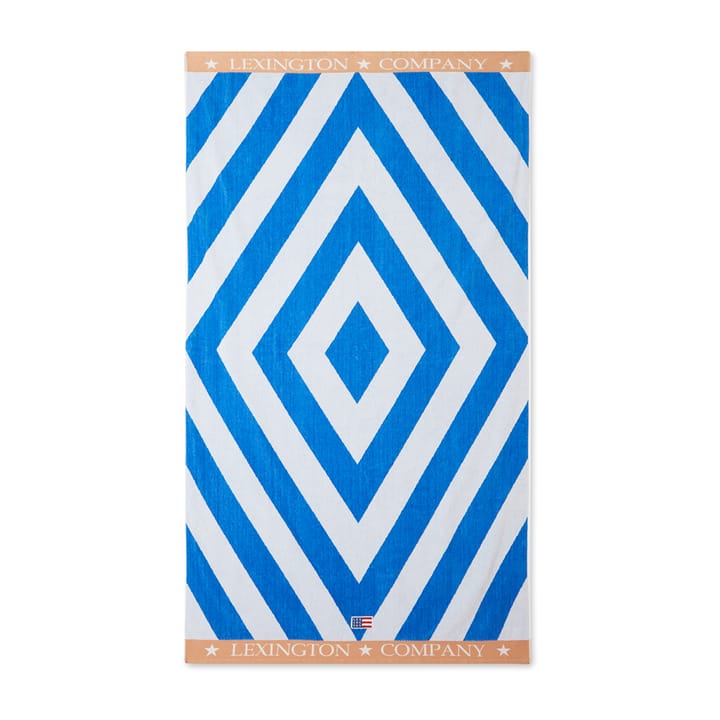 Graphic Cotton Velour strandhåndklæde 100x180 cm - Blå/Hvid/Beige - Lexington