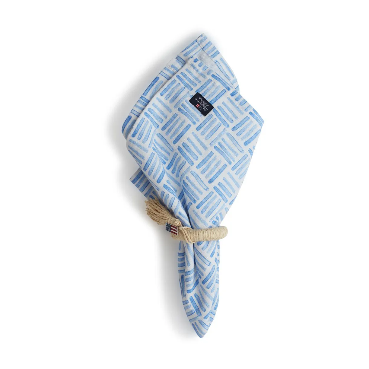 Graphic Printed Cotton serviet 50x50 cm, Blue/White Lexington