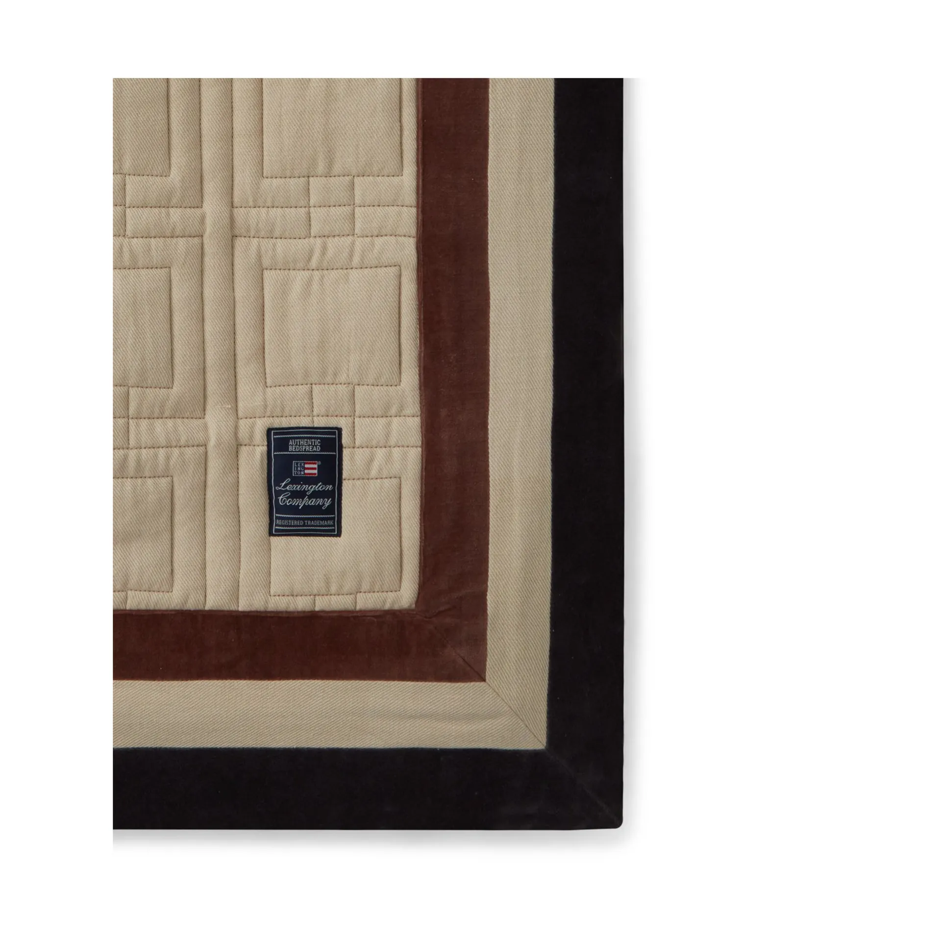 Graphic Quilted Organic Cotton sengetæppe 160x240 cm, Light beige/Brown/Dark gray Lexington
