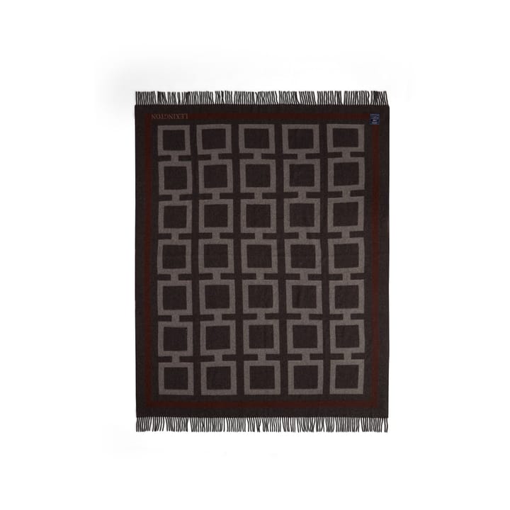 Graphic Recycled Wool plaid 130x170 cm - Dark gray/White/Brown - Lexington