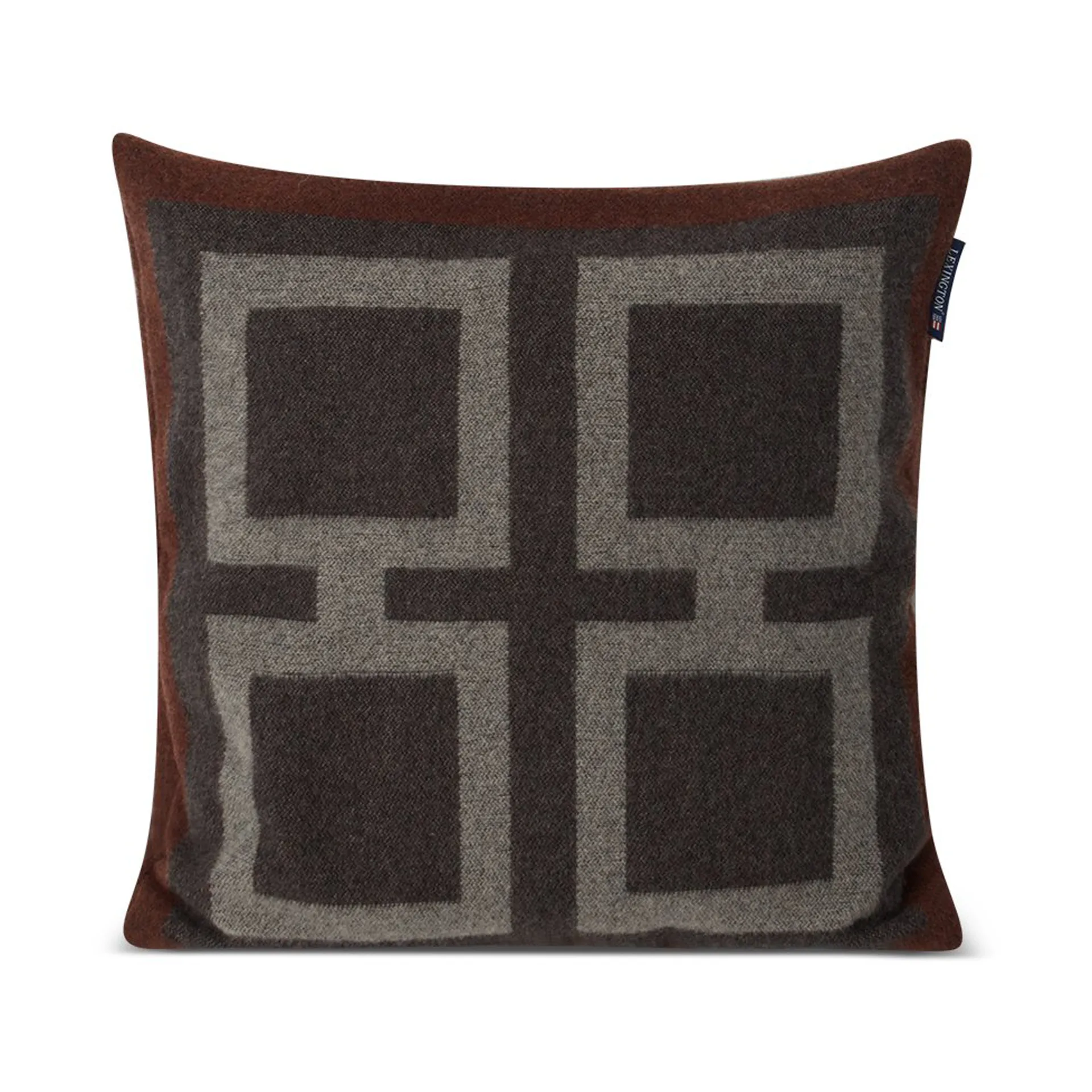 Graphic Recycled Wool pudebetræk 50x50 cm, Dark gray/White/Brown Lexington