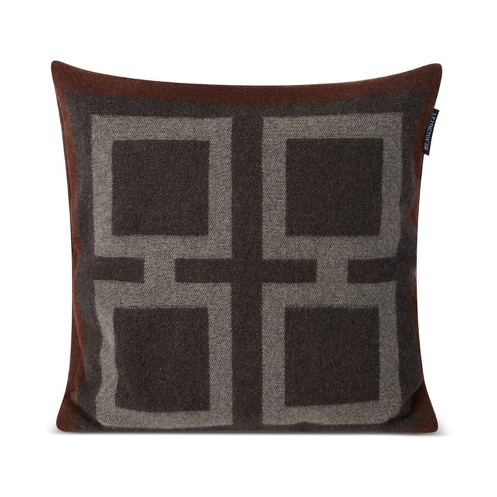 Graphic Recycled Wool pudebetræk 50x50 cm - Dark gray/White/Brown - Lexington