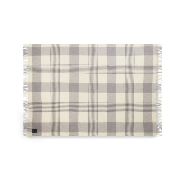 Gray Checked Recycled Wool plaid 130x170 cm - Gray/White - Lexington
