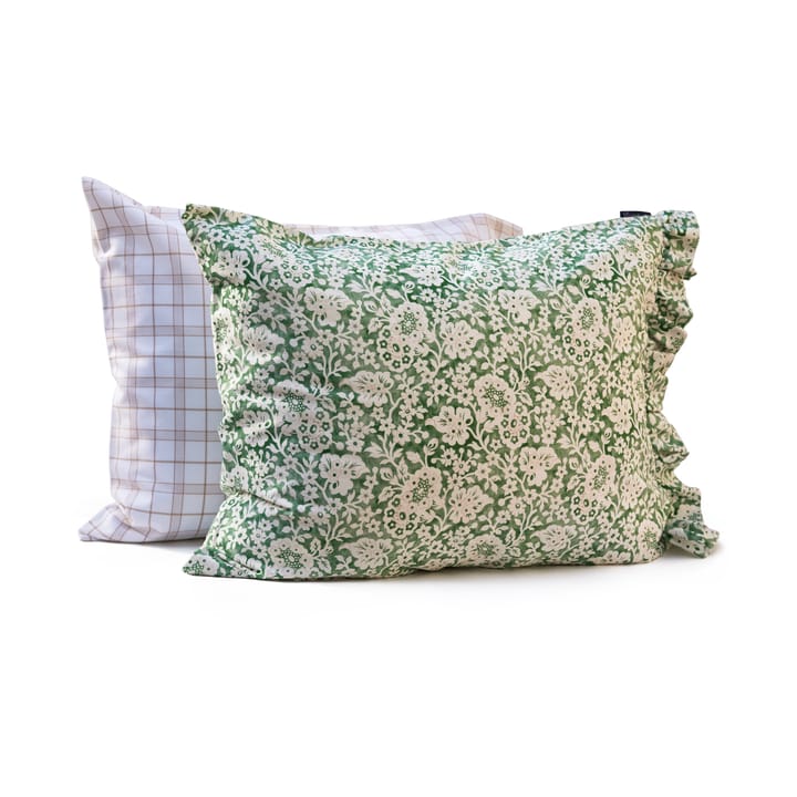 Green Floral Printed Cotton Sateen sengetøjssæt, 50x60 cm, 220x220 cm Lexington