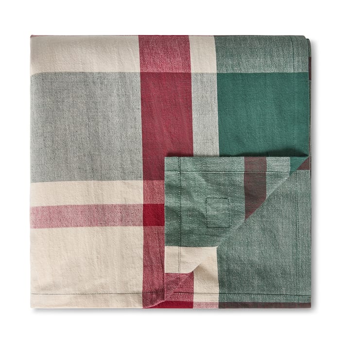 Grøn-rød Checked linne/bomuldsdug, 150 x 250 cm Lexington