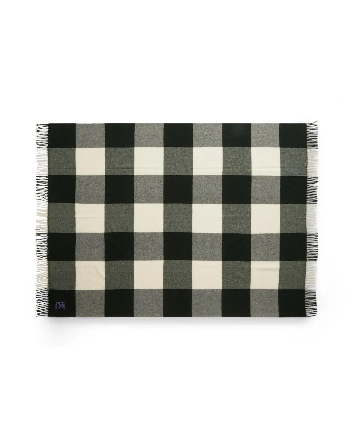 Grøn Ternet plaid Genanvendt uld 130x170 cm, Grøn-hvid Lexington