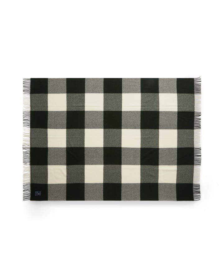 Grøn Ternet plaid Genanvendt uld 130x170 cm - Grøn-hvid - Lexington
