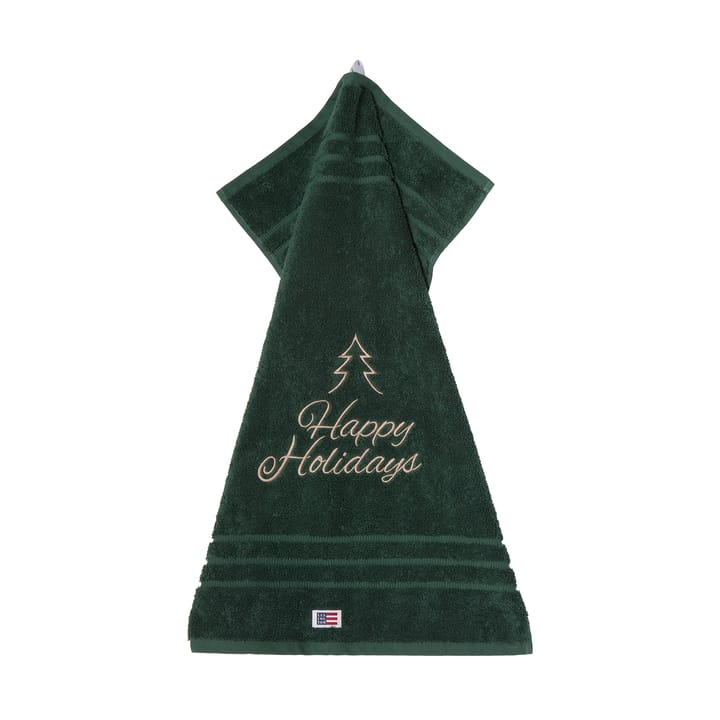 Happy Holidays Juniper økologisk håndklæde 50x70 cm - Green-Light Beige - Lexington