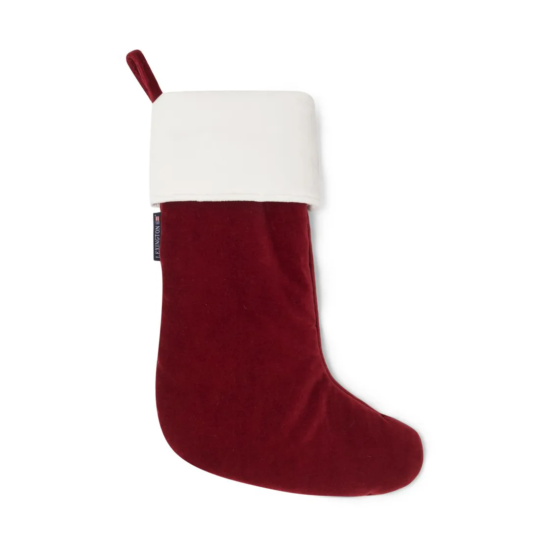 Happy Holidays Organic Cotton Velvet julestrømpe, Red/White Lexington