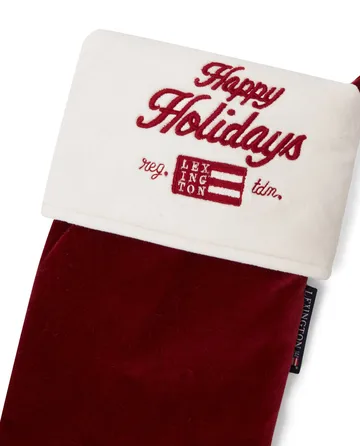 Happy Holidays Organic Cotton Velvet julestrømpe - Red/White - Lexington