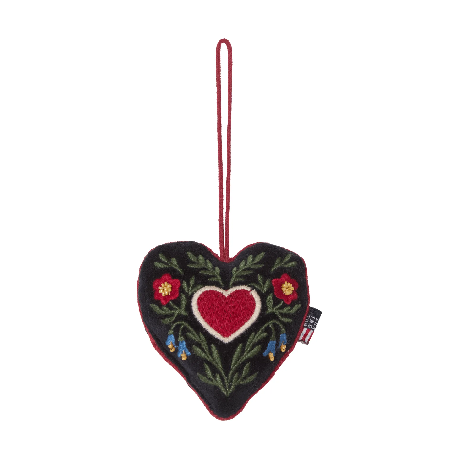 Heart økologisk bomuldsfløjl juleophæng, Multi, 13x10x3 cm Lexington