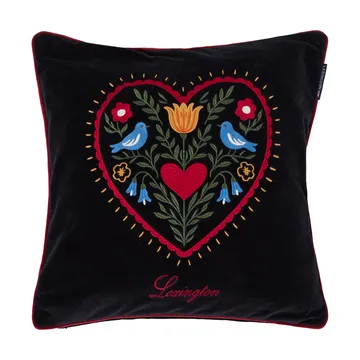 Heart økologisk bomuldsfløjl pudebetræk - Black-multi, 50x50 cm - Lexington