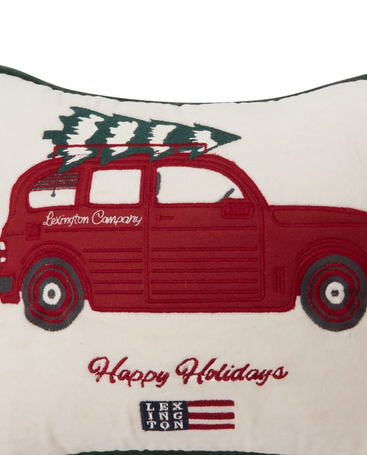 Holiday Car Organic Cotton Velvet pude 30x40 cm - White/Red multi - Lexington