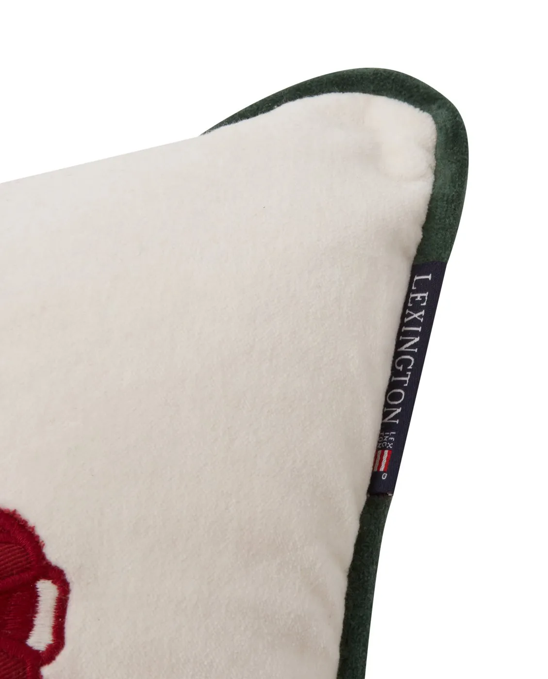 Holiday Car Organic Cotton Velvet pude 30x40 cm, White/Red multi Lexington