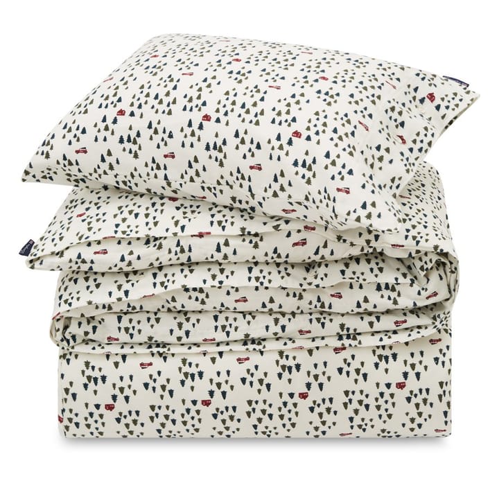 Holiday Printed Cotton Flannel sengesæt - Hvid/Grøn - Lexington