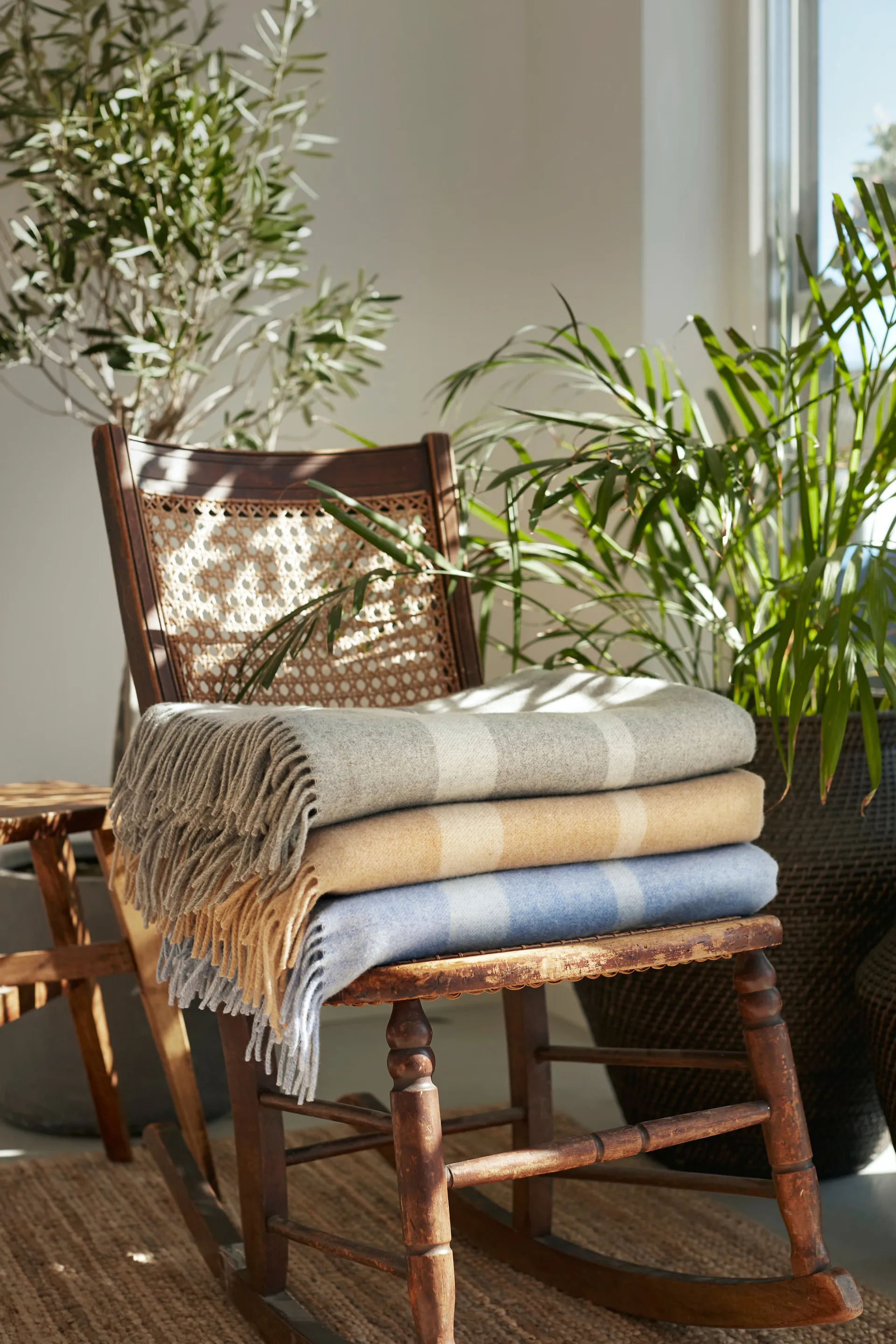 Hotel Wool uldplaid 130x170 cm, Grå/Hvid Lexington