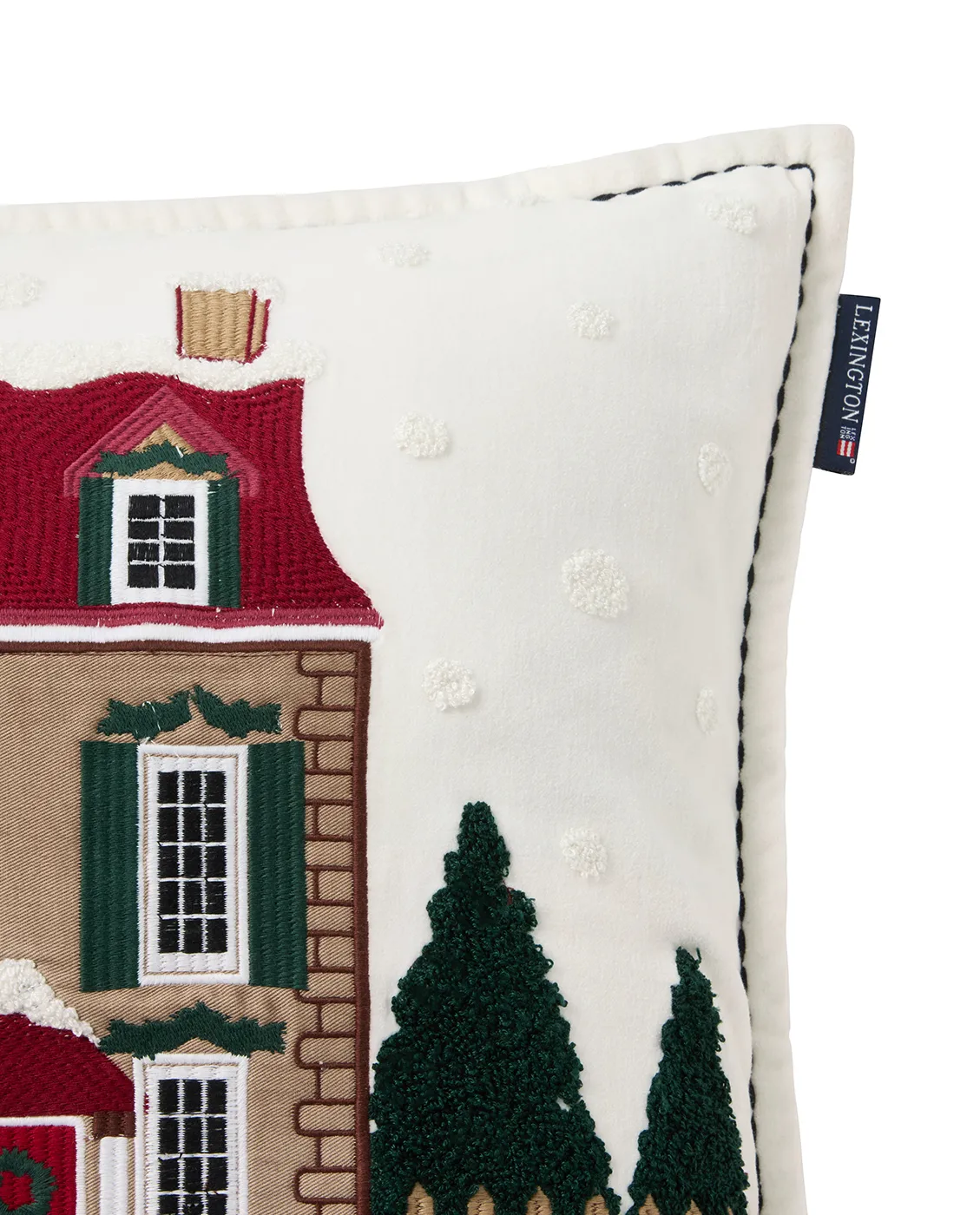 House økologisk bomuldsfløjl pudebetræk 50x50 cm, White-multi Lexington