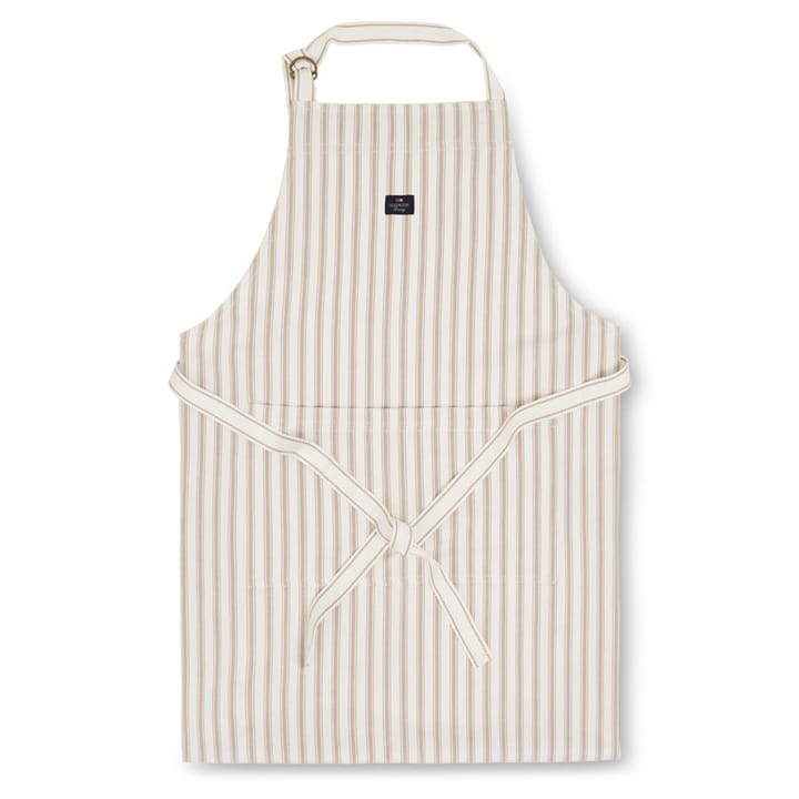 Icons Herringbone Striped forklæde - Beige/White - Lexington