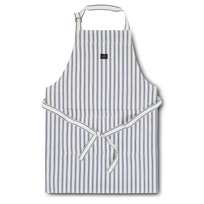Icons Herringbone Striped forklæde, Blue/White Lexington