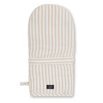 Icons Herringbone Striped grillhandske - Beige/White - Lexington