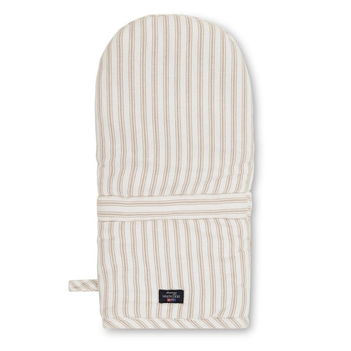 Icons Herringbone Striped grillhandske - Beige/White - Lexington