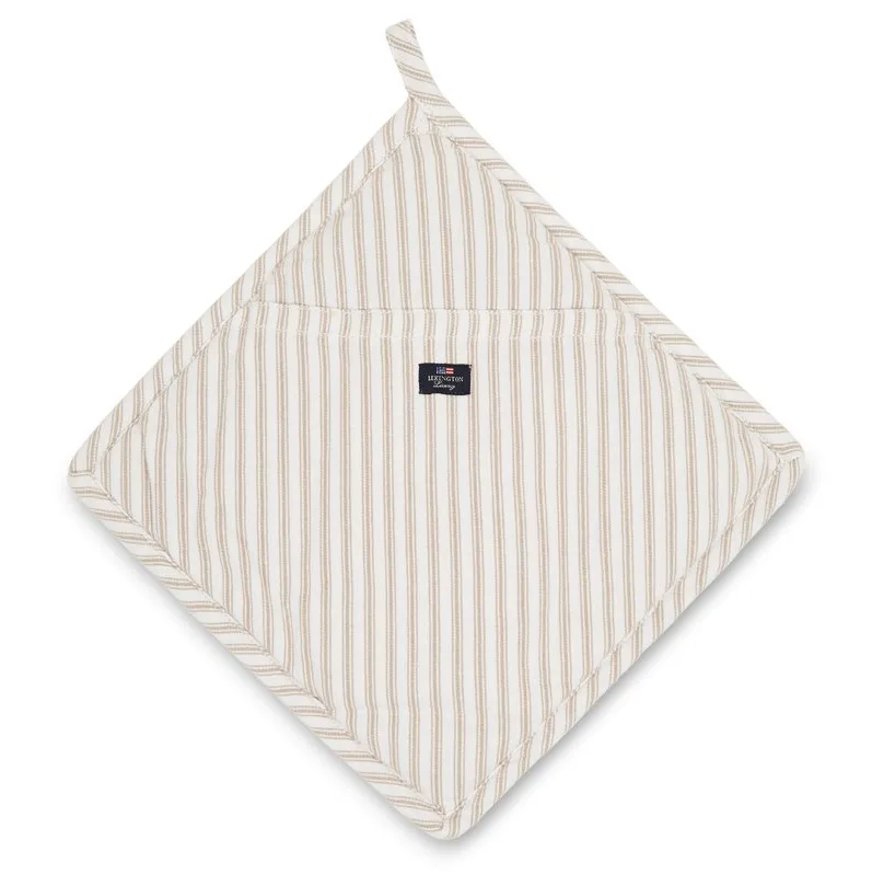 Icons Herringbone Striped grydelap, Beige/White Lexington
