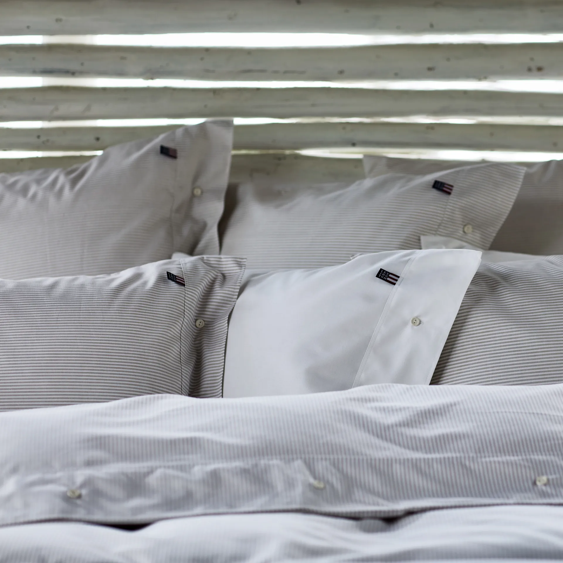 Icons Pin Point dynebetræk 220x220 cm, Beige/White Lexington