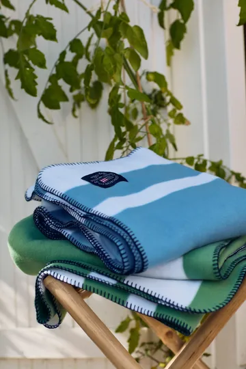 Irregular Striped Fleecetæppe 130x170 cm - Green/White - Lexington