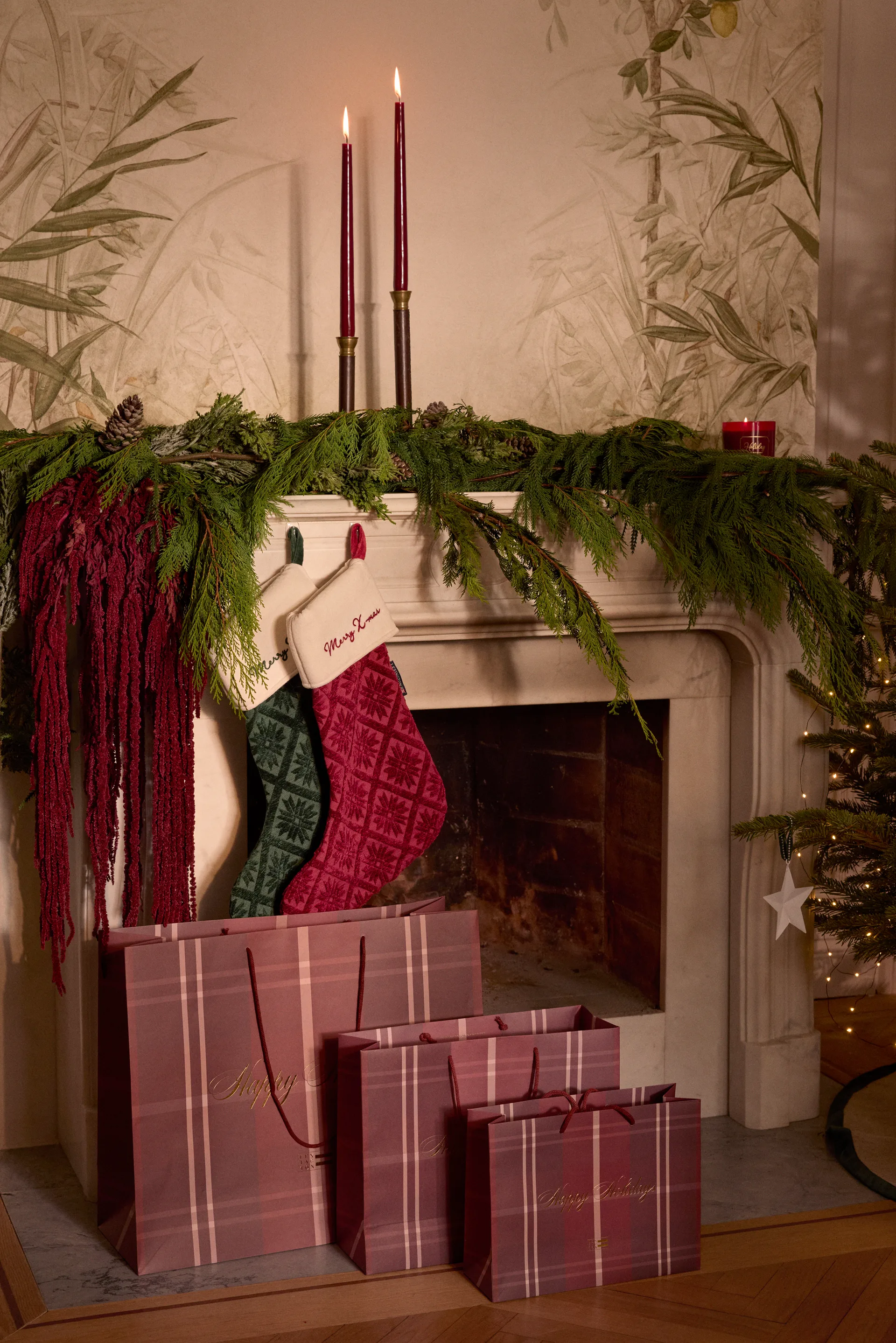 Jacquard økologisk bomuld/viskose julestrømpe, Green Lexington