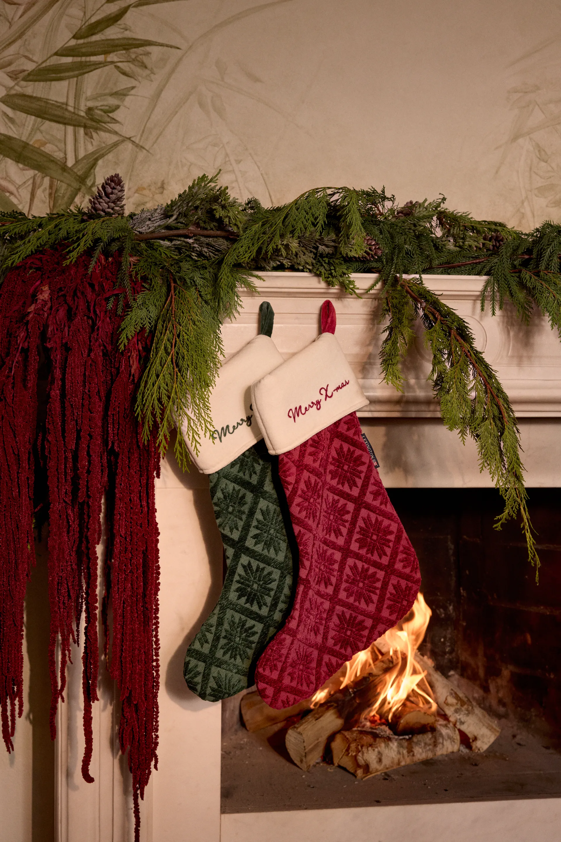 Jacquard økologisk bomuld/viskose julestrømpe, Red Lexington