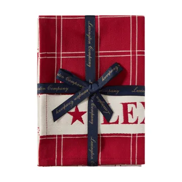 Jacquardvævet bomuldsviskestykke 2-pak - Red-white, 50x70 cm - Lexington