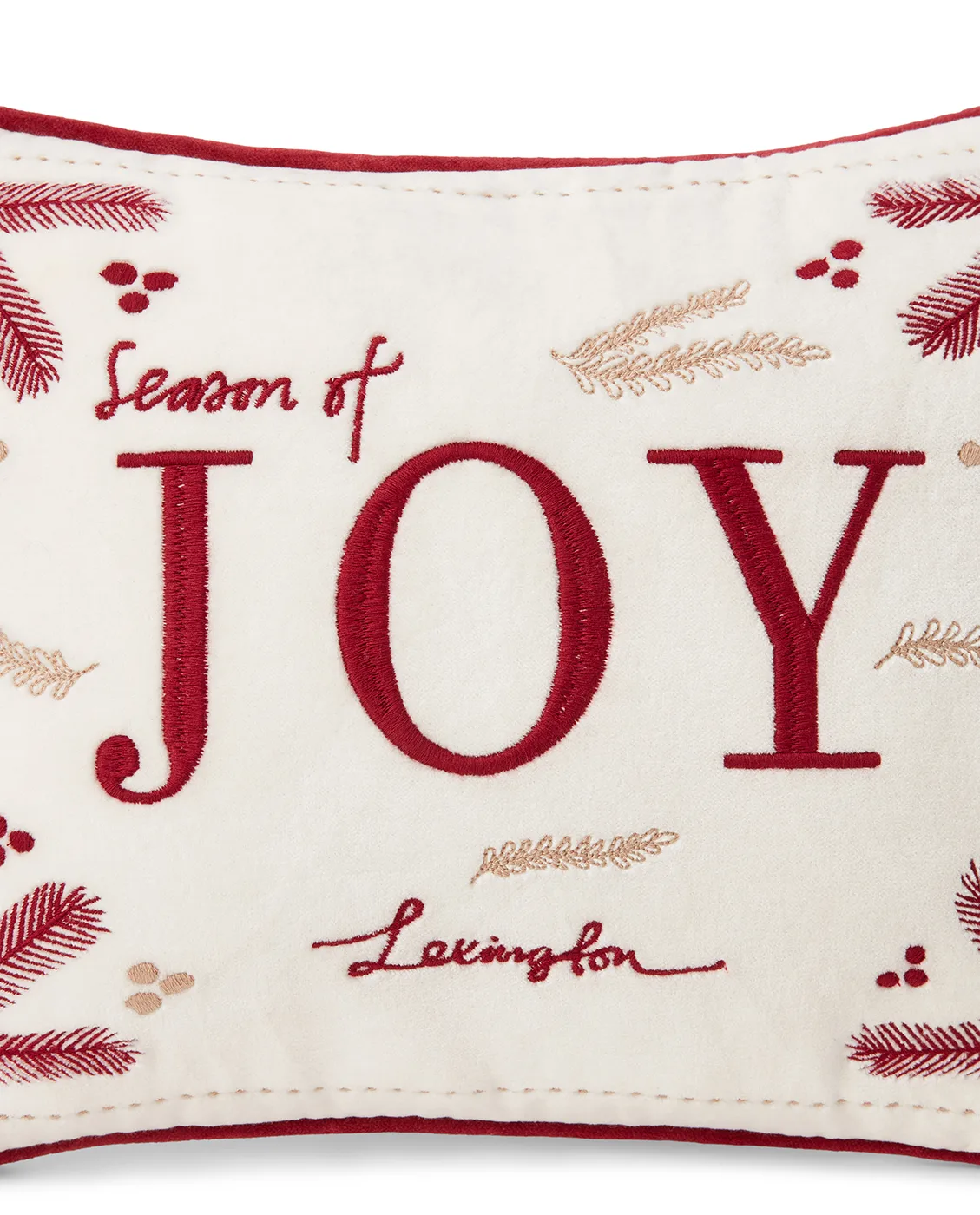 Joy organic cotton velvet pude 30x40 cm, Hvid-rød Lexington