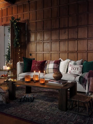 Joy organic cotton velvet pude 30x40 cm - Hvid-rød - Lexington