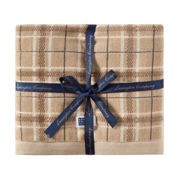 Lexington checked håndklæde 2-pak - Beige-grey - Lexington