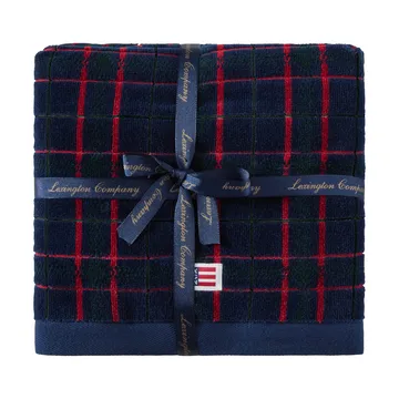 Lexington checked håndklæde 2-pak - Navy-green, 50x70 cm - Lexington