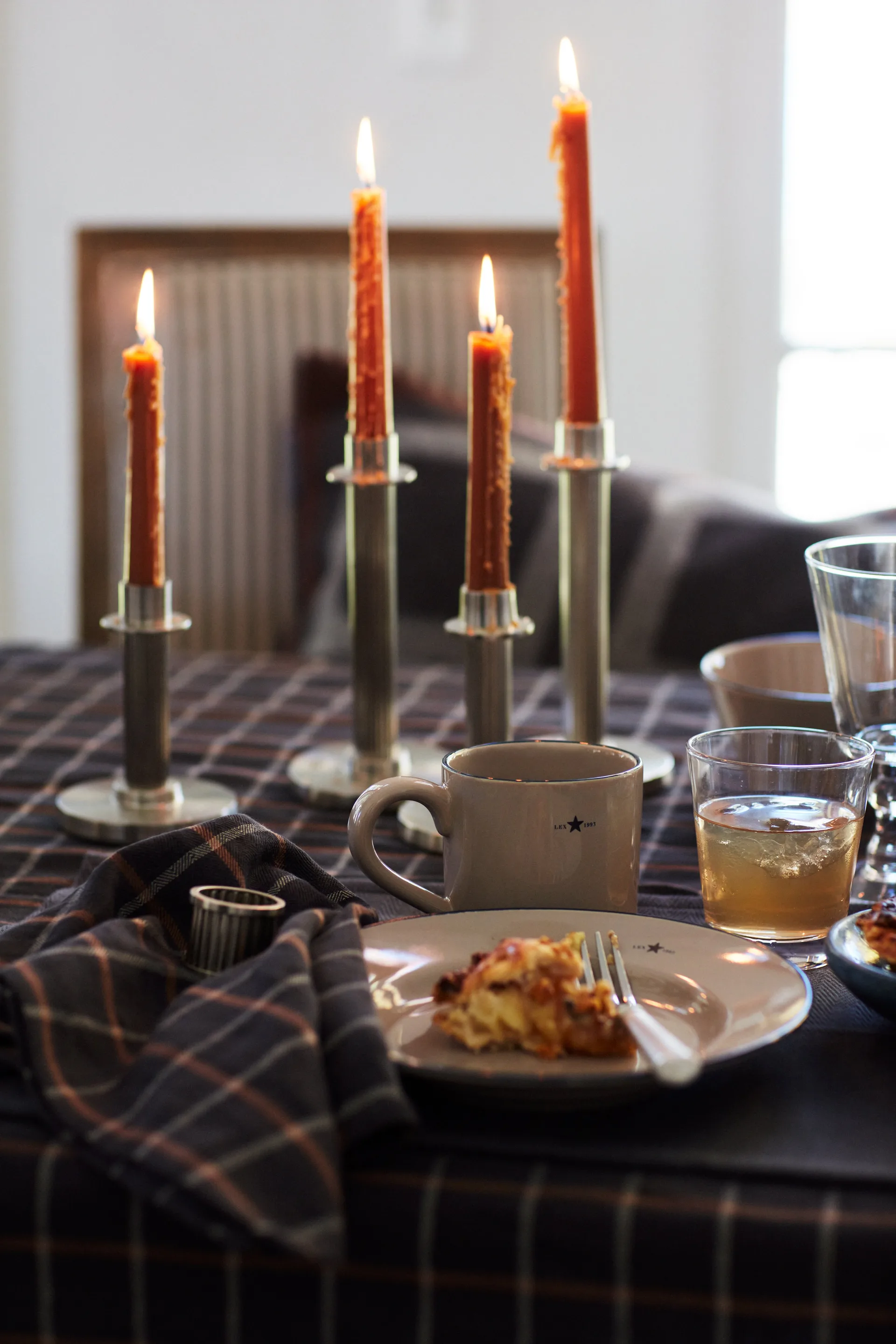 Lexington lysestage striped 20 cm, Brass Lexington