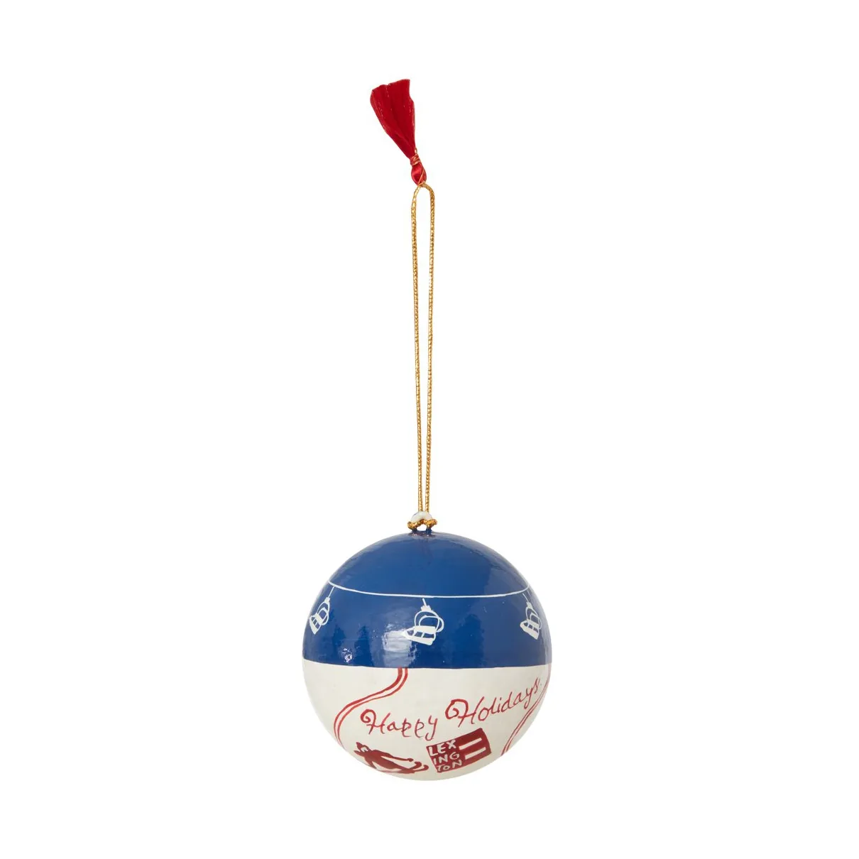Lexington Papier Maché juletræskugle 2-pak, Blue/White/Red Lexington