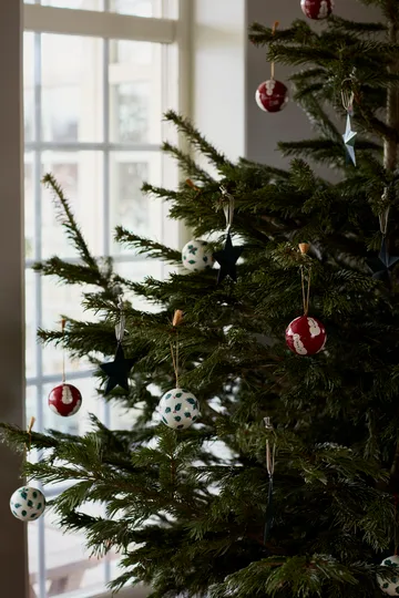 Lexington Papier Maché juletræskugle 2-pak - Red/White - Lexington