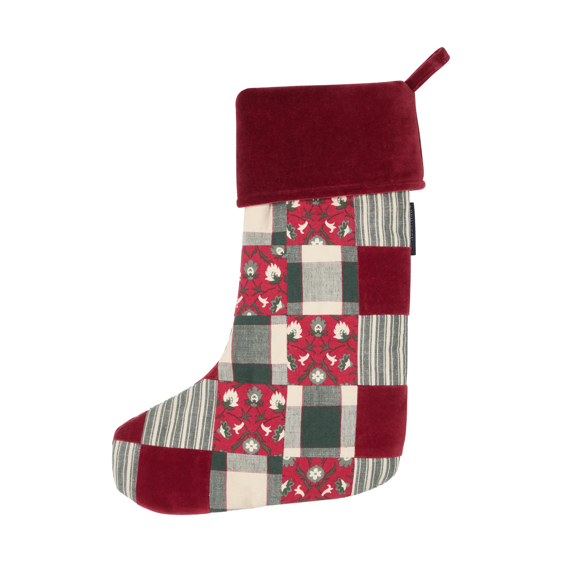 Lexington patchwork julestrømpe, Red-multi, 45 cm Lexington