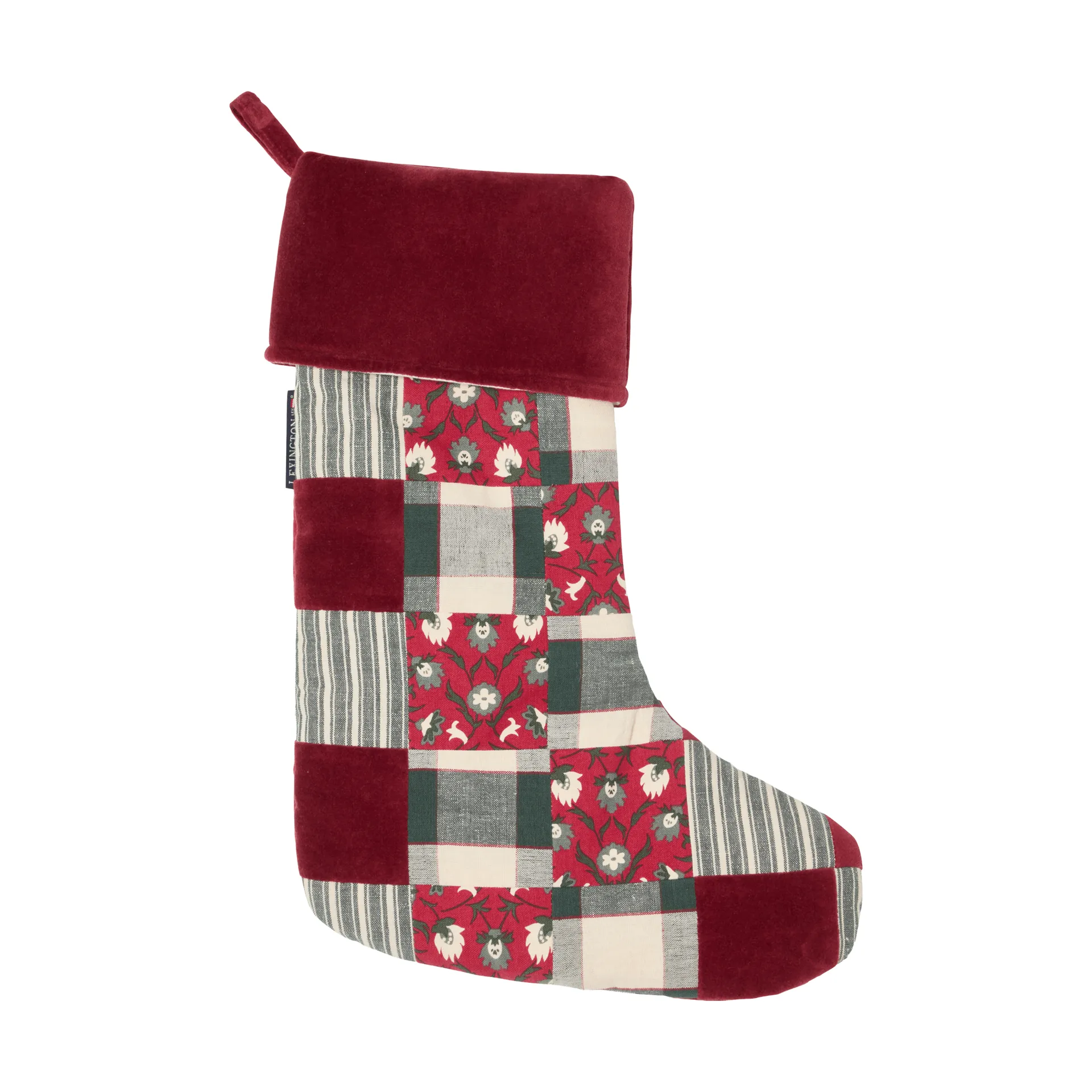 Lexington patchwork julestrømpe, Red-multi, 45 cm Lexington