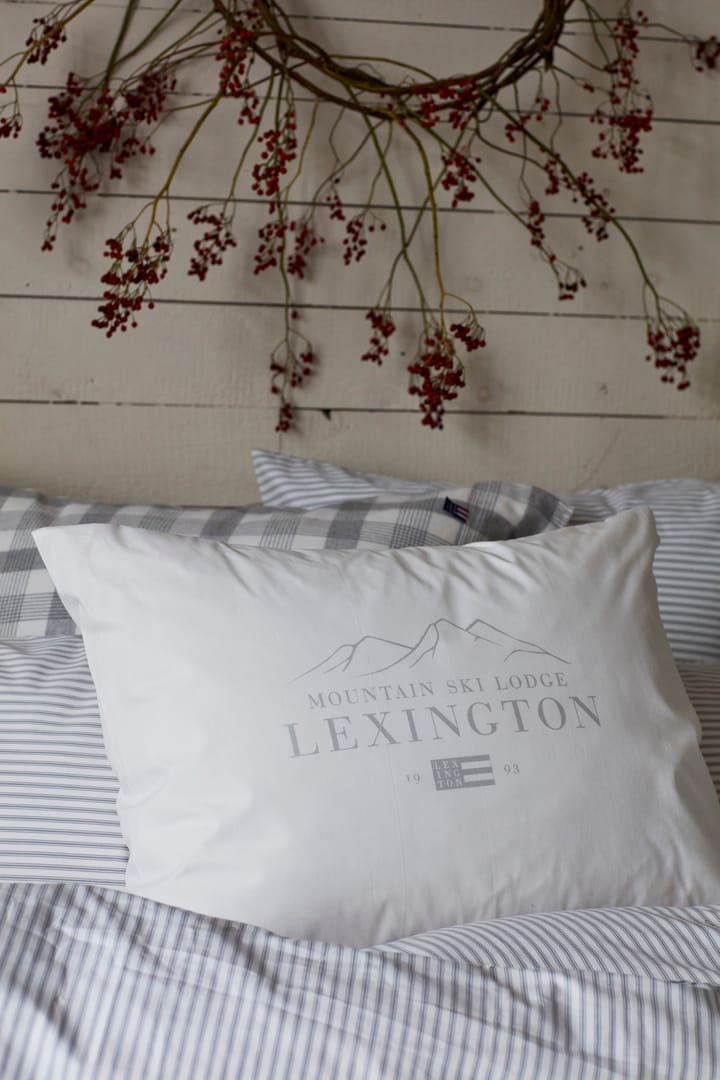 Lexington Printed Cotton Poplin pudebetræk 50x60 cm, White/Light gray Lexington
