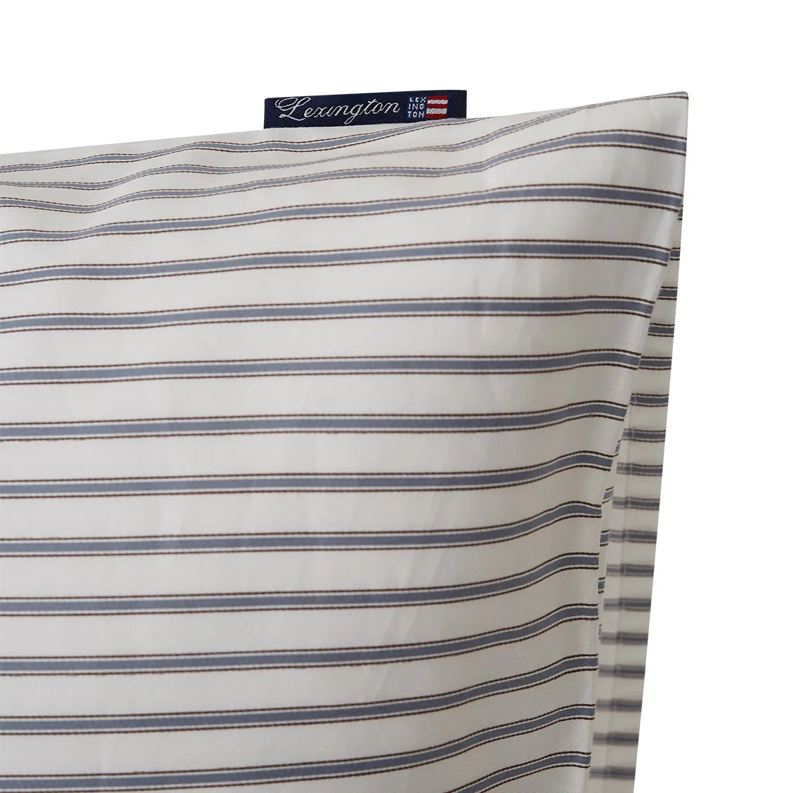 Lexington Striped pudebetræk tencel 50x60 cm, White/Steel blue Lexington