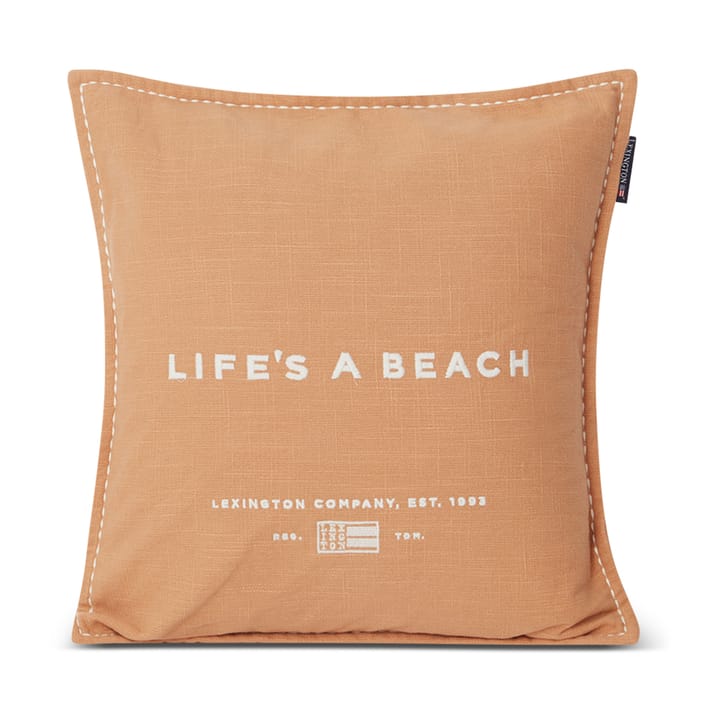 Life's A Beach Embroidered pudebetræk 50x50 cm - Beige/Hvid - Lexington